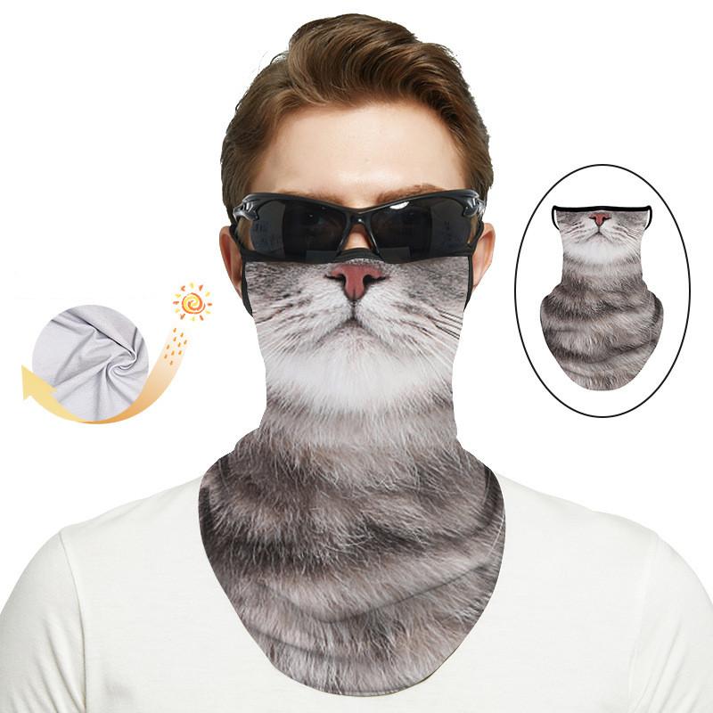 Creative Cat Dog Pattern Outdoor Sport Sunscreen Mask Road Riding Half Face Protective Mask Summer Breathable Ice Silk Face Mask