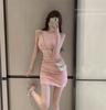 Live Clothes Female Live Streaming Host Sleeveless Dress Female Summer New Pure Desire Spice Slim Sexy Pink Hip Skirt