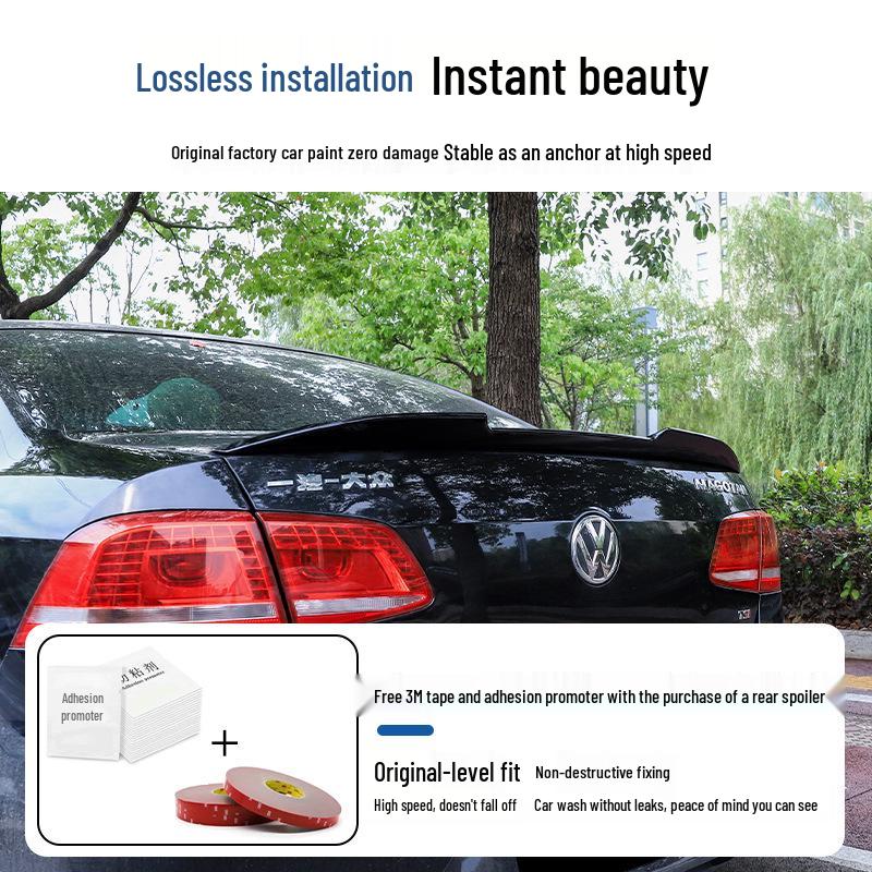 Compatible Volkswagen Magotan B7 Rear Spoiler, Blade Style (2012-2016), No-Drill Easy Install.