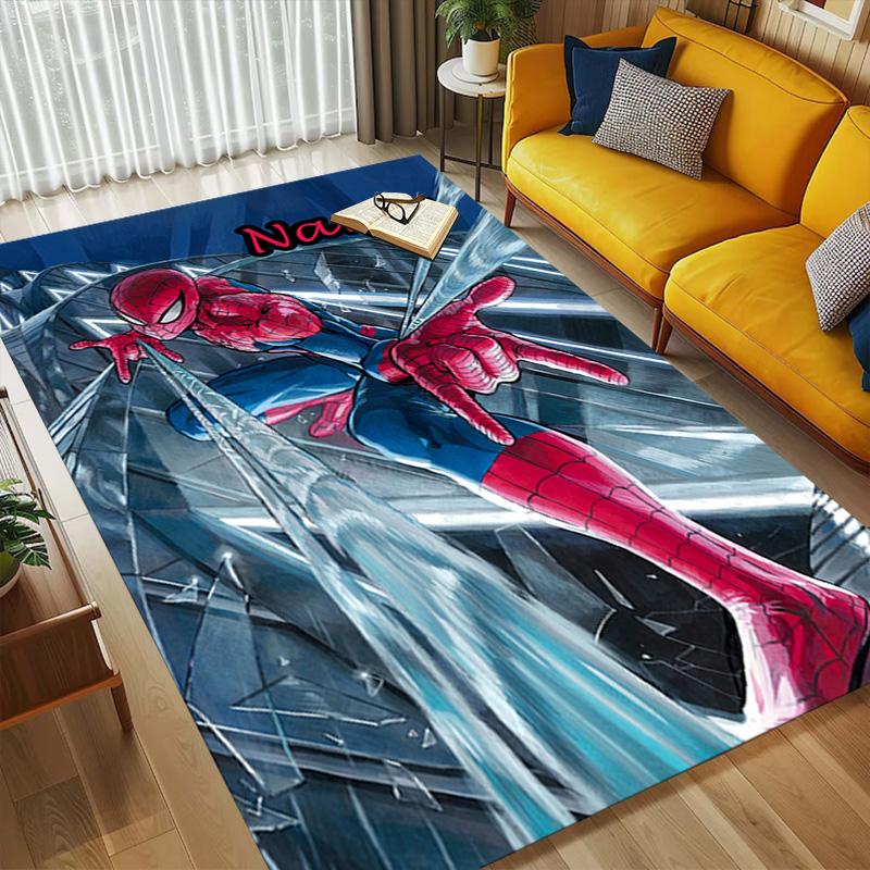 Personalized Name S-Spider M-Man Urban Living Room Non-Slip Area Rug Soft Carpet for Bedroom Kids Playroom Sofa Office Home Decor Doormat