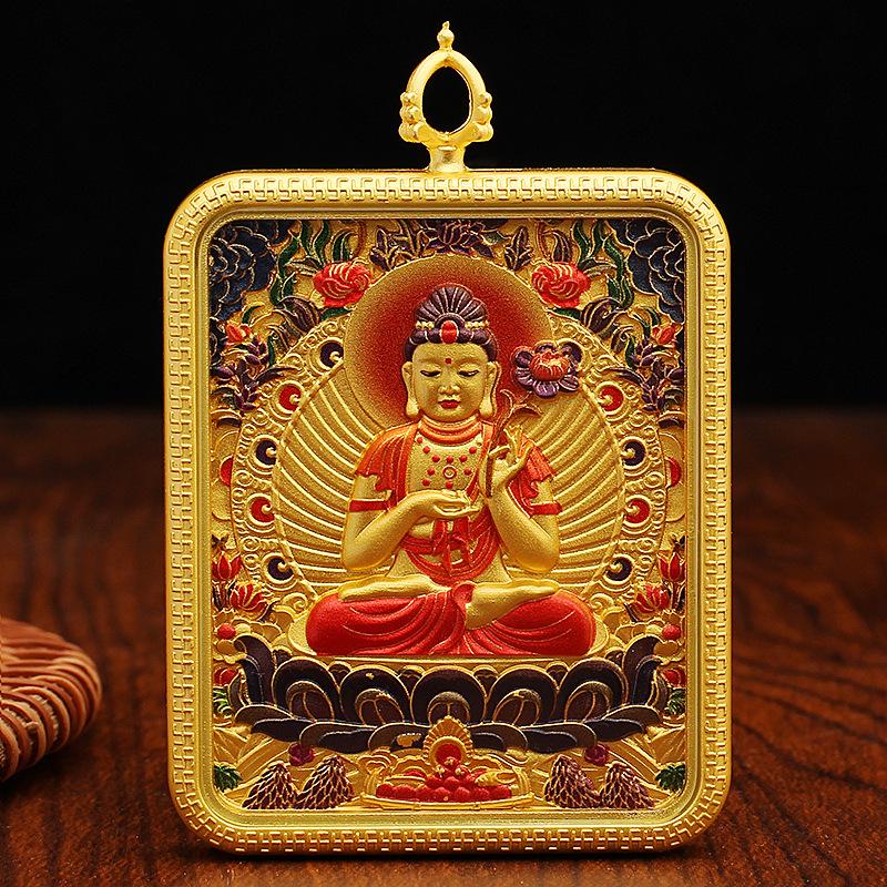 Fünf-Wege-Gott des Reichtums Halskettenseil, handgewebtes Anhängerschnur, Bienenwachs Thangka handbemalte Legierung Accessoires, Tibetanisches handgeriebenes Baumwollseil