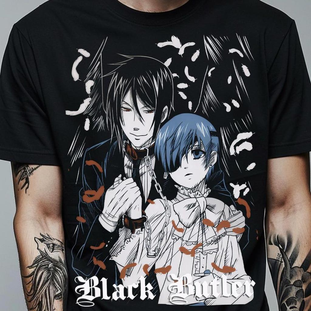 Unisex Black Butler Anime Shirt, Ciel Phantomhive & Sebastian Shirt, Toboso Yana, Japanese Anime Graphic Tee Kuroshitsuji Manga Gift T-Shirt