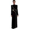 2025 Elegant Long Sleeve Beaded Rhinestone Gown