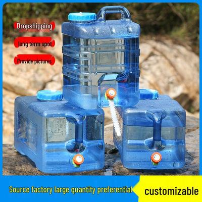 Car-Mounted Outdoor Camping Water Container with Faucet, Square Empty Bucket for Household Mineral Water Storage