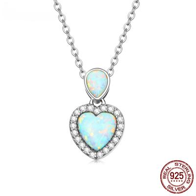 Genuine 100% 925 Sterling Silver Shining Choker Necklace Heart-Shaped Pendant Chain Necklace for Women Fine Jewelry