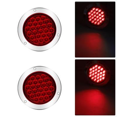 Red Round LED Trailer Tail Light Kit 24 LED Stop Brake Turn Reverse Trailer Lights for RV Truck (Red)
