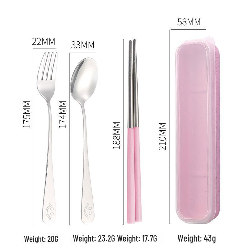 Stainless Steel Travel Cutlery Set: Fork, Spoon, Chopsticks with Portable Storage Box