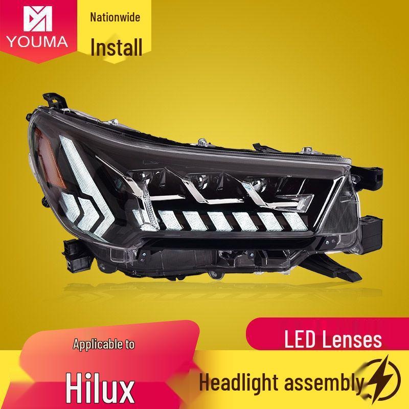 

Светодиодная линзованная фара Toyota Hilux 21-24 с ДХО - Модифицированная REVO