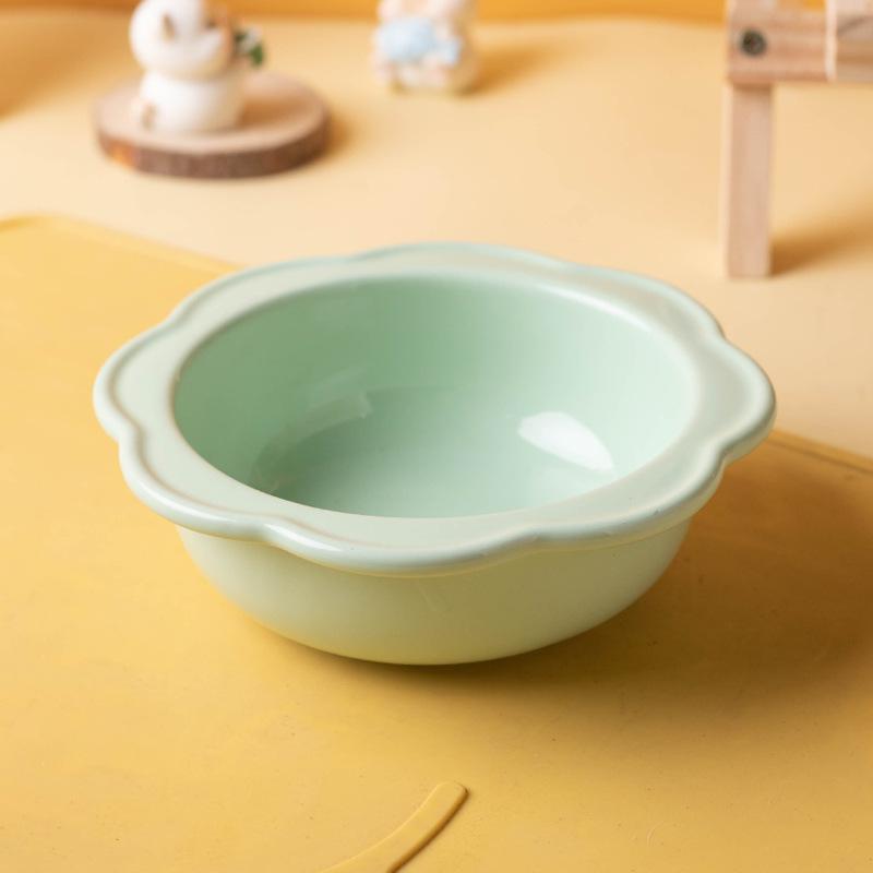 Cartoon Pet Bowl Cat Bowl Acrylic Stand Floral Ceramic Cat Bowl Neck Protection Cat Bowl Dog Food Bowl Cat Feeder Pet Supplies зелёный