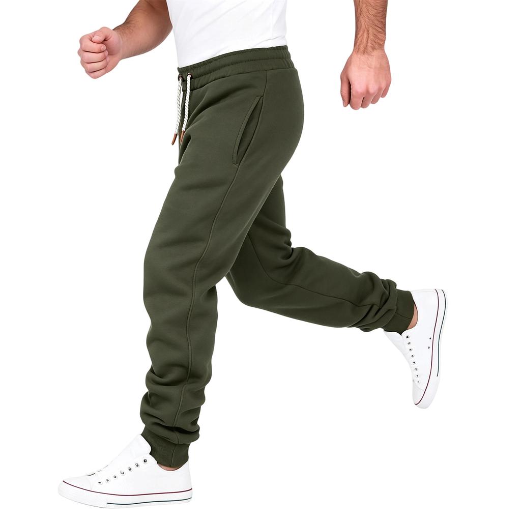 Heren Katoenen Joggingbroek met Manchetten, Elastische Taille, Stretch, Casual Atletische Broek voor Lente en Herfst