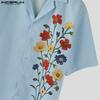 INCERUN Oversized Men Floral Print Shirts Casual Loose Buttons Tops