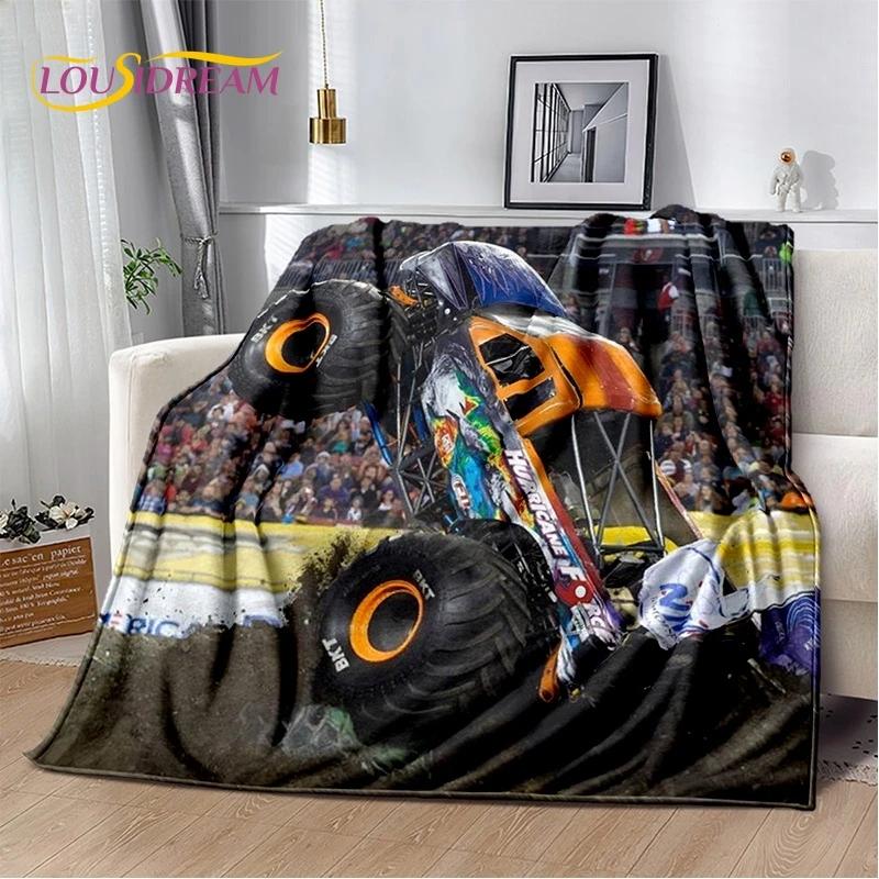 Monster Truck 3D Monster Jam Cartoon Soft Flannel Blanket for Bed Bedroom Sofa Picnic,Throw Blanket for Outdoor Leisure Nap Gift