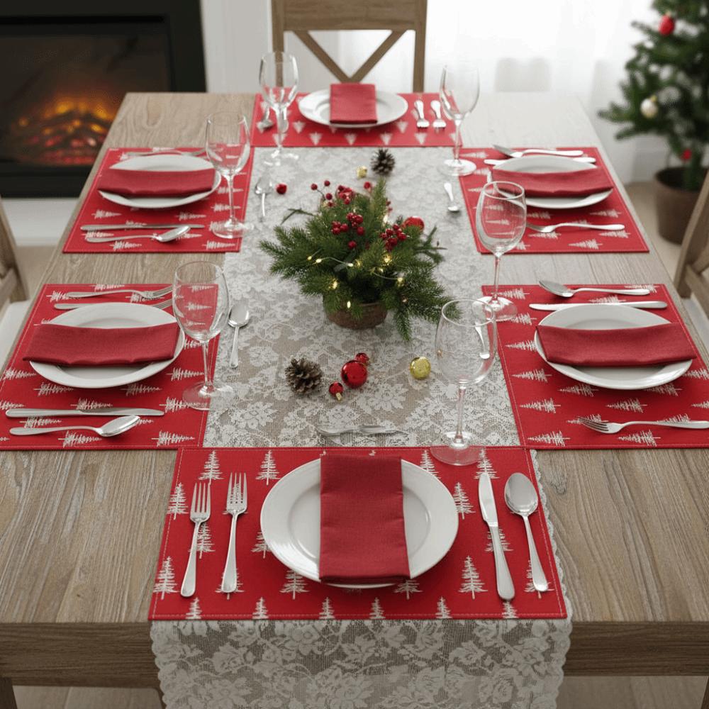 4PCS Stain-resistant Christmas Tableware Mat Anti-slip Tableware Insulated Mats Party