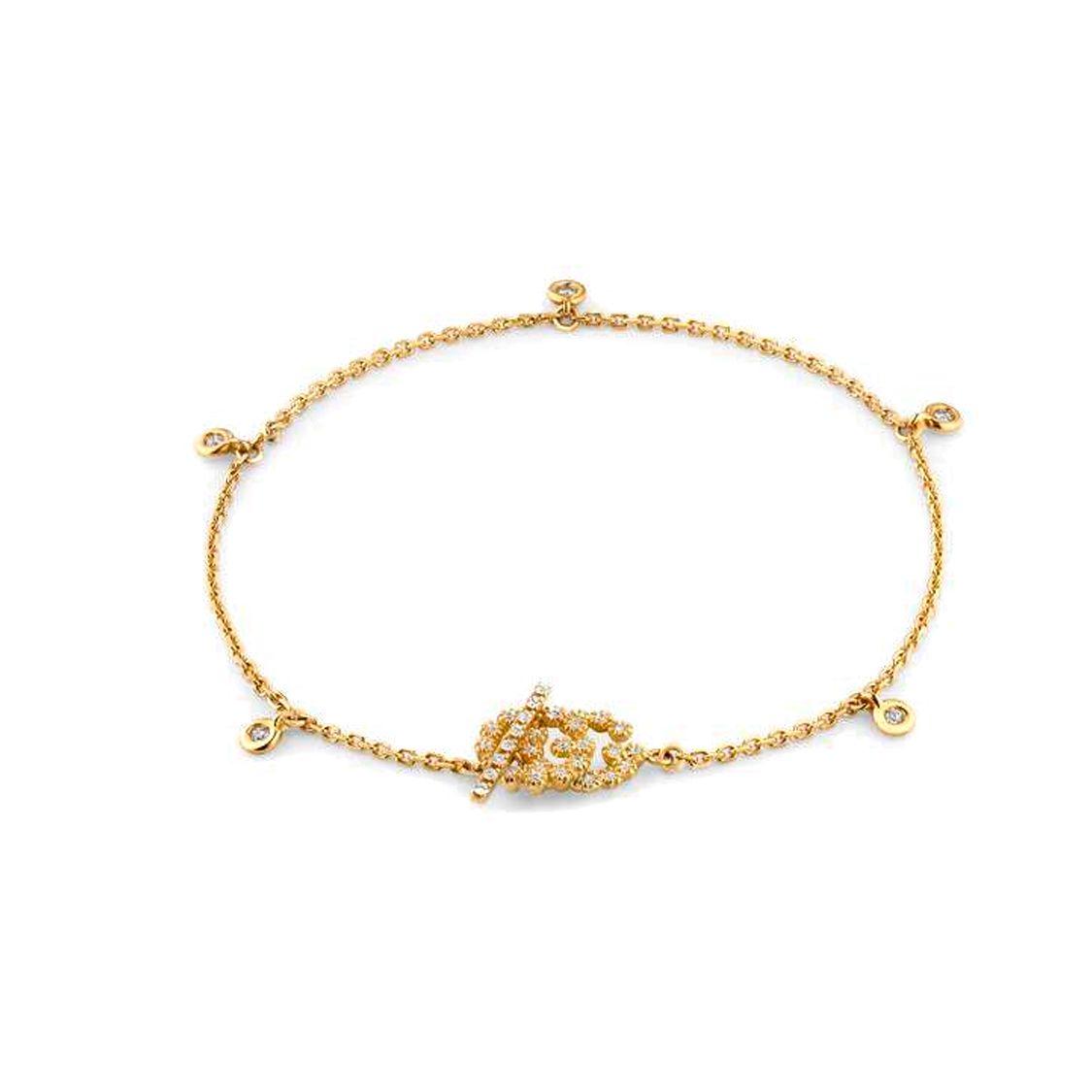 

Gucci GG Running Bracelet With Glossy 18K Gold And Diamonds Women Bracelet 481671-J8540-8000 17