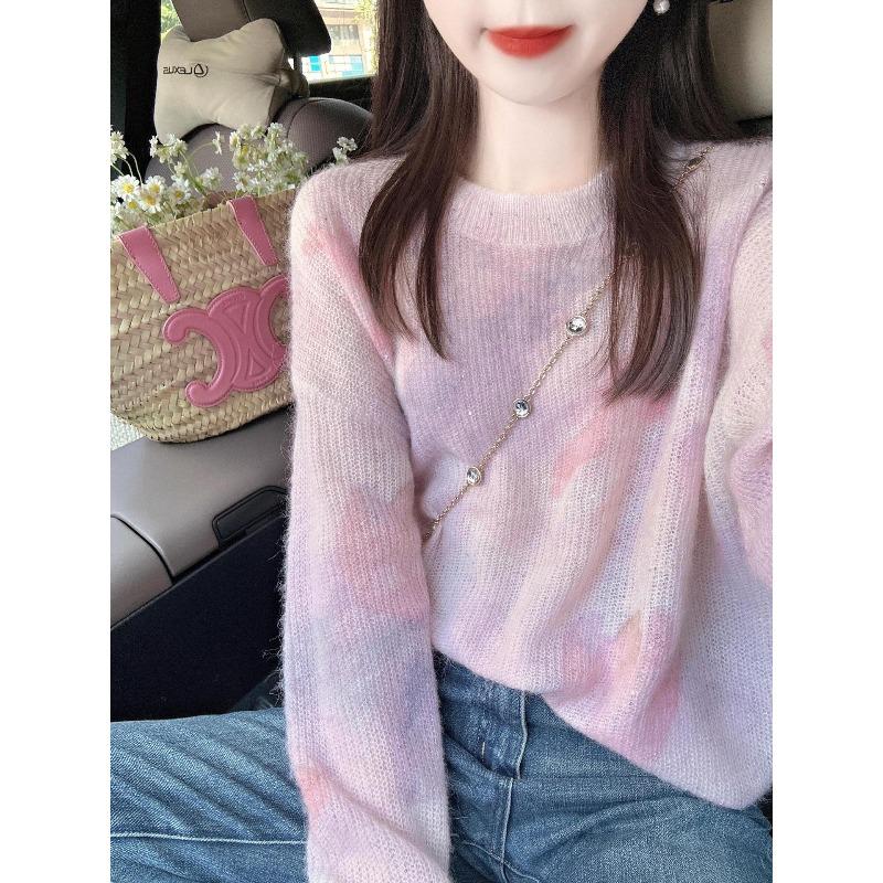 

Gentle long-sleeved soft waxy sweaters are popular in autumn and winter, lazy and high-end small knitted tops. XL