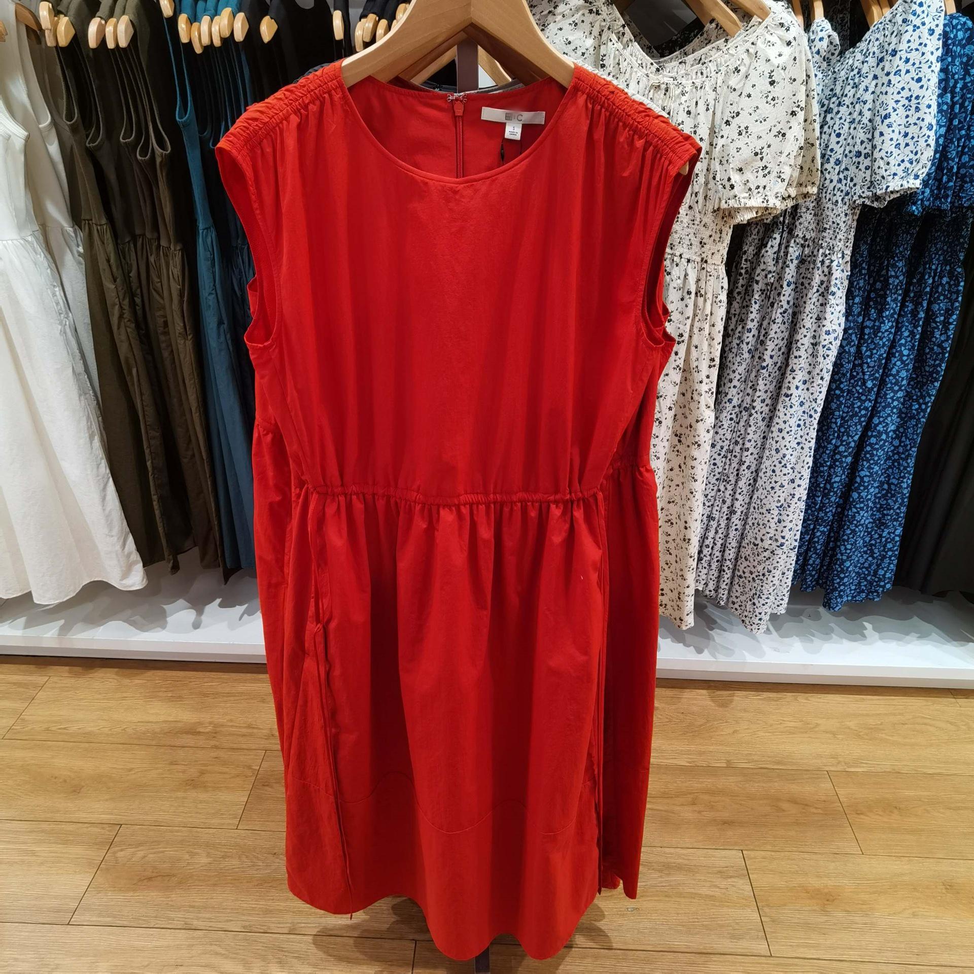 

Японское хлопково-льняное платье без рукавов на кулиске для зрелых женщин - Лето 2025, приталенный крой Extra Large оранжевый