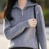Women's Retro Knit Half-Zip Sweater: Thick, Loose, and Versatile Winter Outerwear