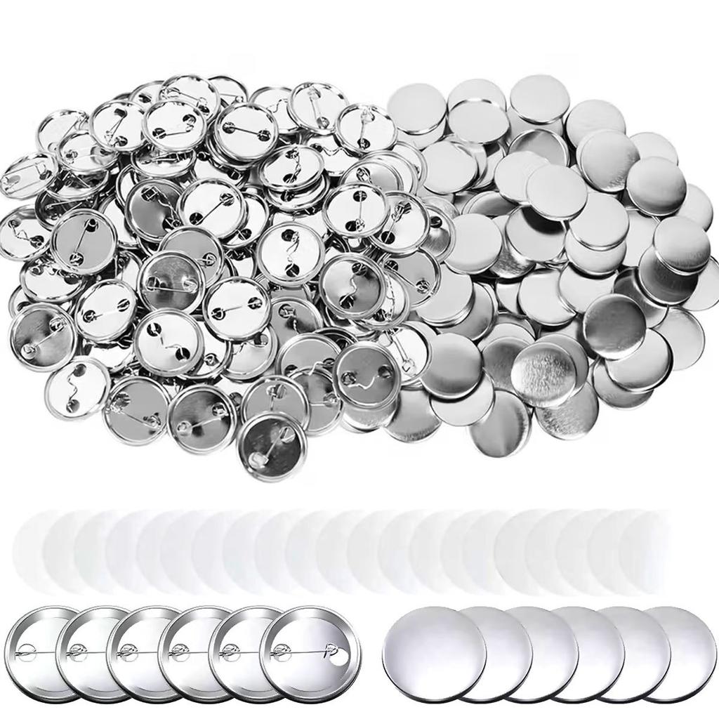 20Set 3.7cm/1.46in Round Button Parts Kit - Tinplate Tops & Plastic Clips with Film for DIY Button Maker Machine, ZSY