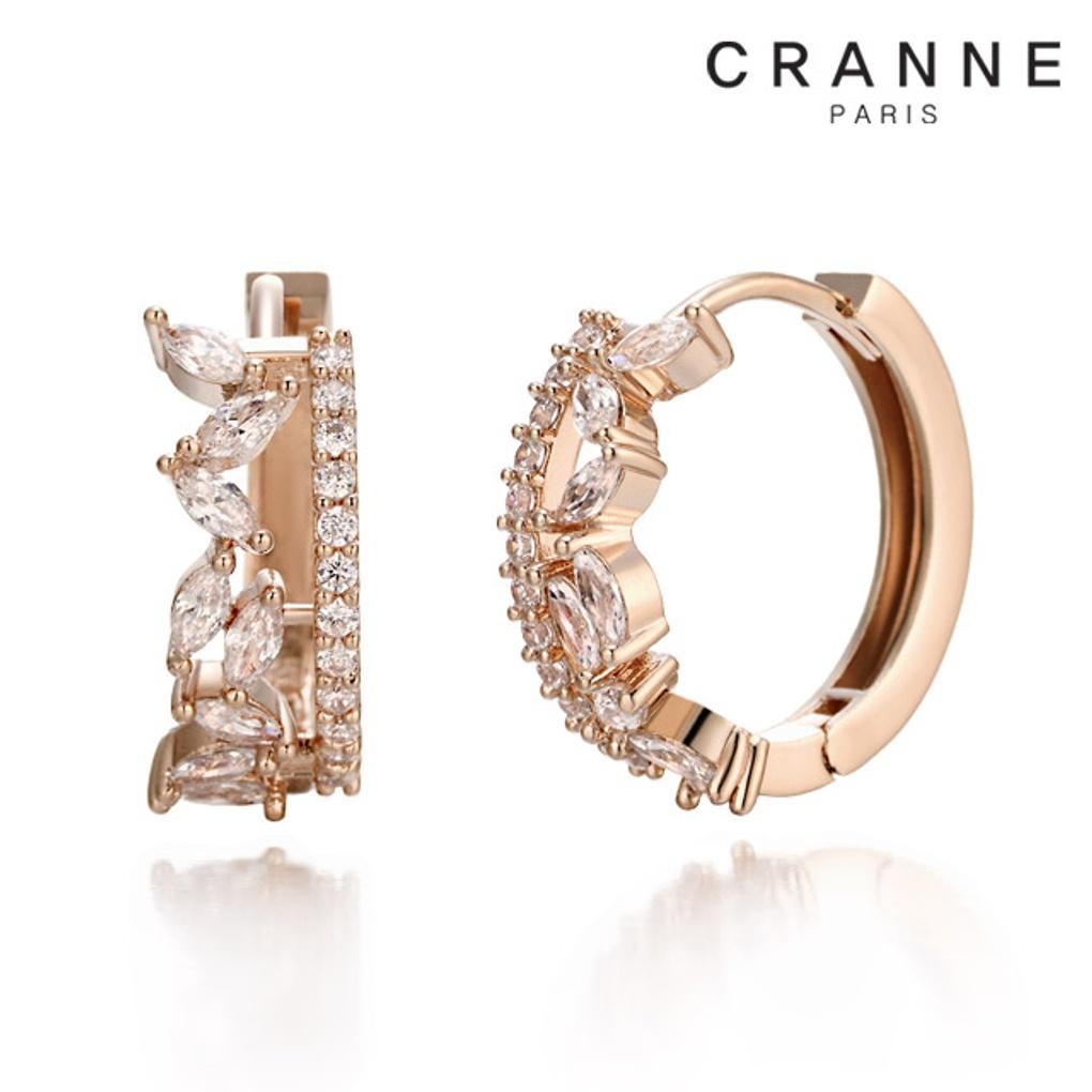 14K Leaf Cubic One-Touch Earrings (Gold Filled) C24EGF101