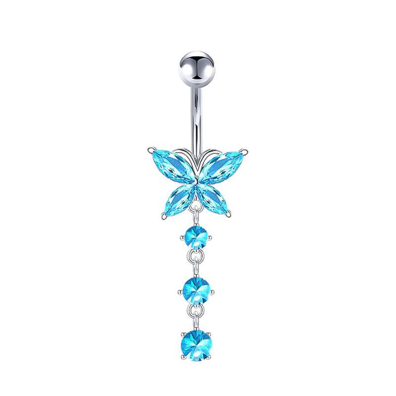 Blue Series Stainless Steel Butterfly Navel Ring - Fashionable Japanese Korean Sexy Goddess Jewelry