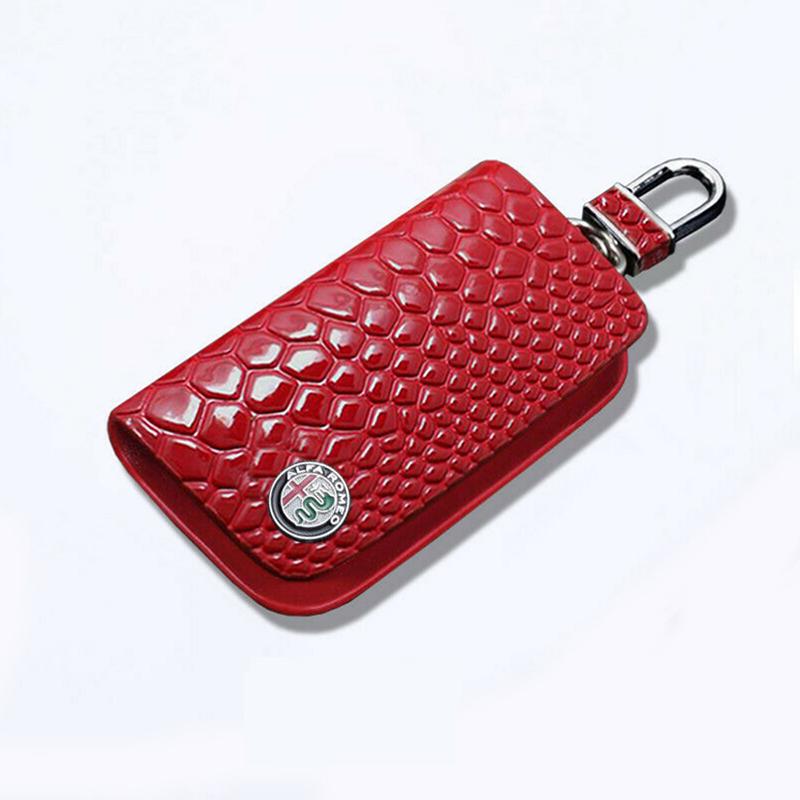 

Leather Car Key Chain Holder Bag Case Cover for Alfa Romeo Giulia Giulietta Spider GT Stelvio 147 156 155 159 166 Accessories червоний