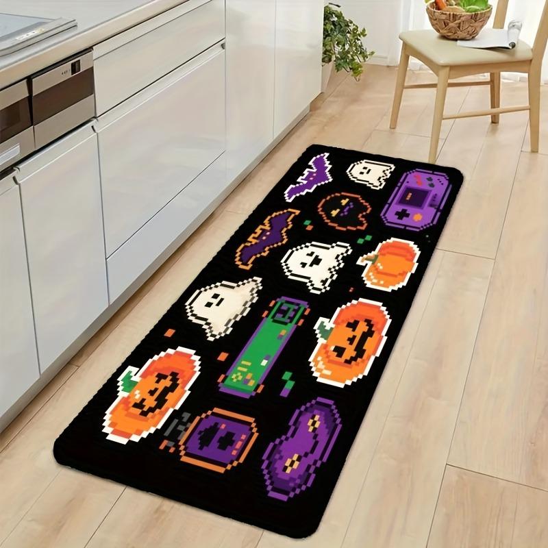 1PC Halloween Bats Kitchen Rug Non-Slip Door Mat Pop Design Bathroom Rug Bath Mat Carpet for Home Sink Laundry Decor