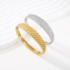 Luxurious European Fashion Diamond Pattern Gold-Plated Titanium Steel Bracelet for Women