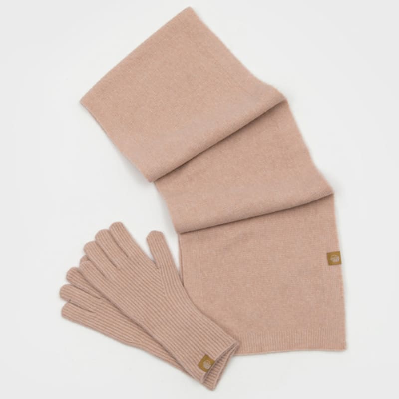 RECLOW Knit Gloves and Muffler Set Peach