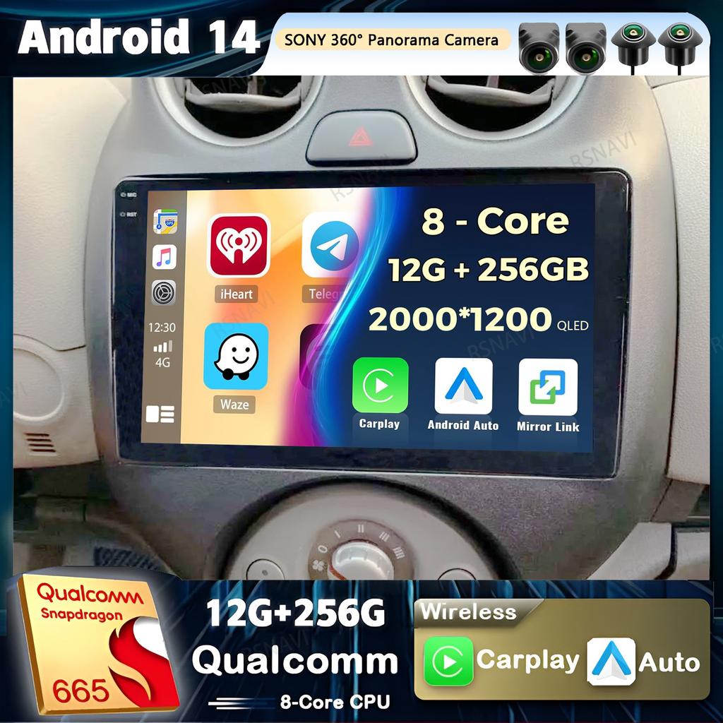 Android 14 Car Radio For Nissan March K13 2010 2011 2012 2013 Player Multimedia Navigation Stereo CarPlay Auto Video BT WIFI+4G