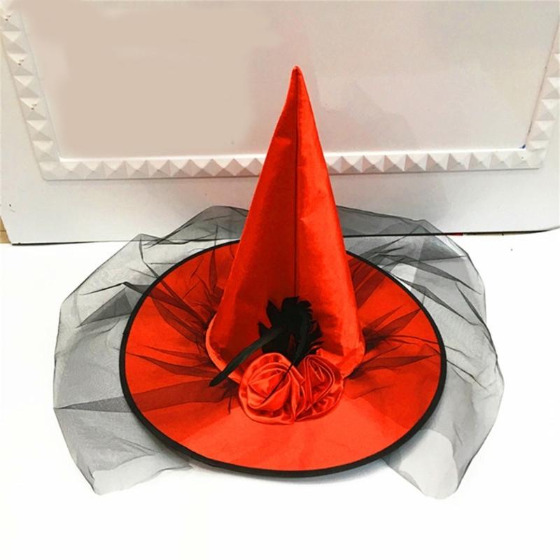 Witch Hat Masquerade Ribbon Wizard Costume Top Pointed Caps Cosplay Props Party