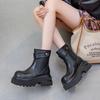 7CM Short Boots Women's Autumn and Winter 2025 New Small Thick-soled Martin Boots British Wind Locomotive Short Boots Leather Boots