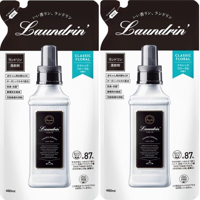 

Laundrin Кондиционер для белья Классический цветочный, сменный блок, 480 мл (2 сумки) + Sanno.sterling Оригинальная открытка