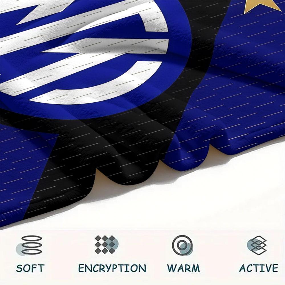 Inter Milan Printed Flannel Blanket, Soft Throw for Bedroom Sofa, Washable, Christmas Present, Great Gift.