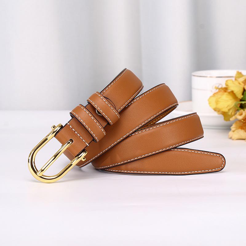 2.4Cm New Korean Version Of Simple Fashion Trend Belt Women'S Genuine Leather First Layer Cowhide Versatile Casual Pants Belt Belt