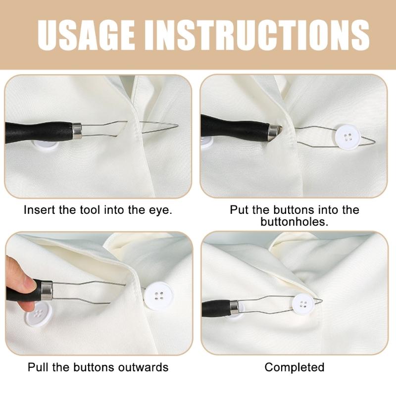 Wood Button Threader Tool For Easy Sewing And Crafting Safe For All Fabrics