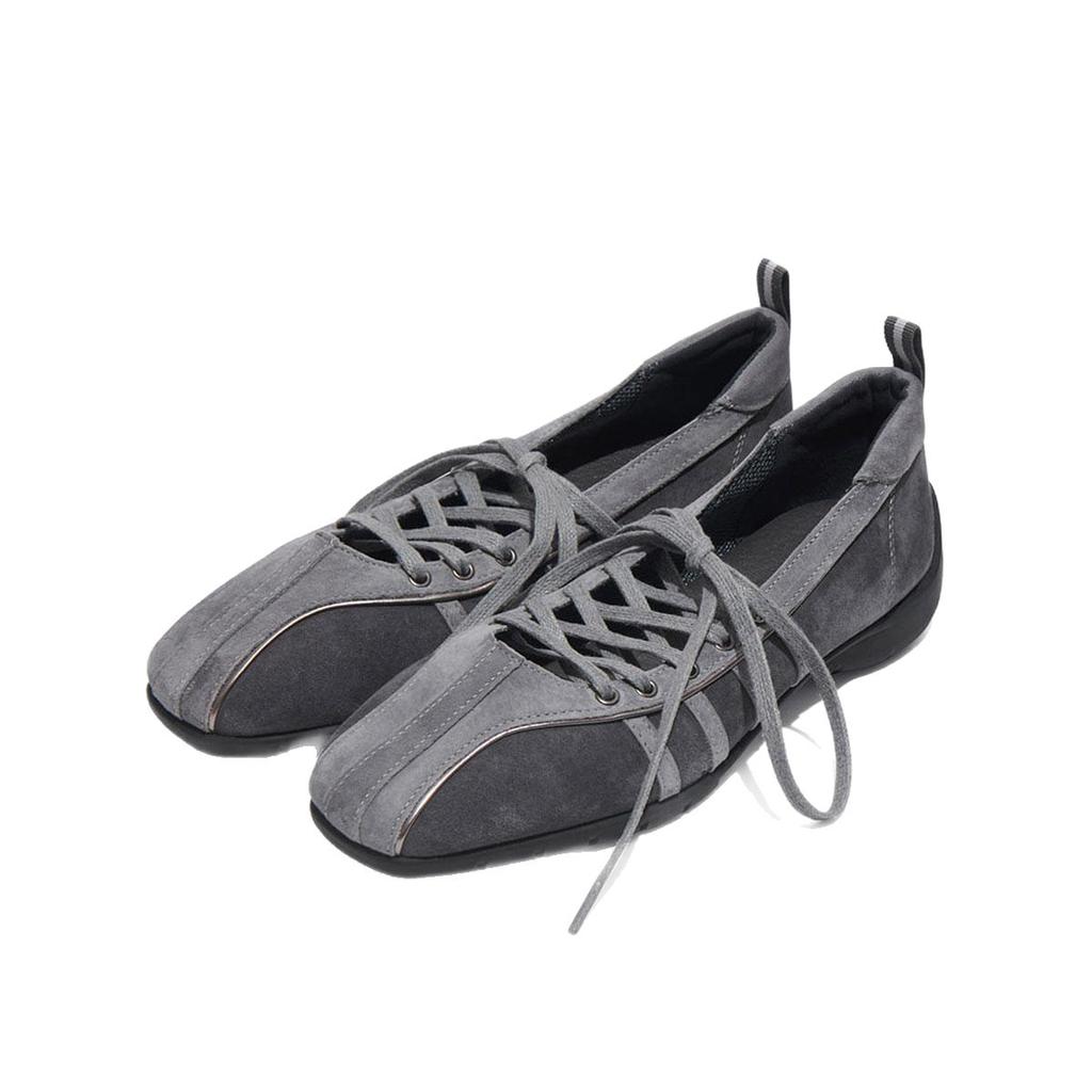 Sheepskin version~ 2025 new French retro style square head flat ballet shoes women's versatile casual shoes