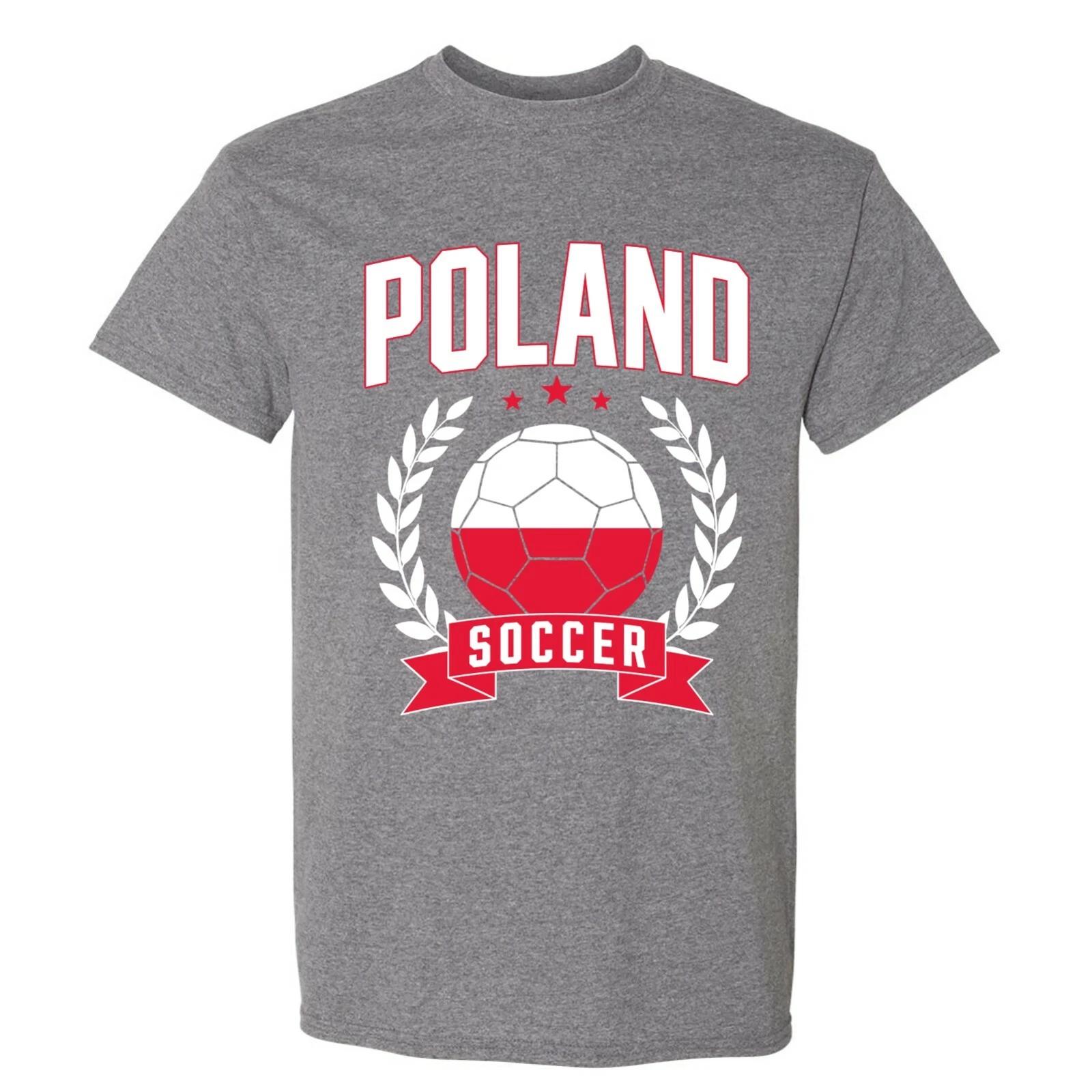 Poland Soccer Laurel - World Football Cup T Shirt - Graphite Heather L