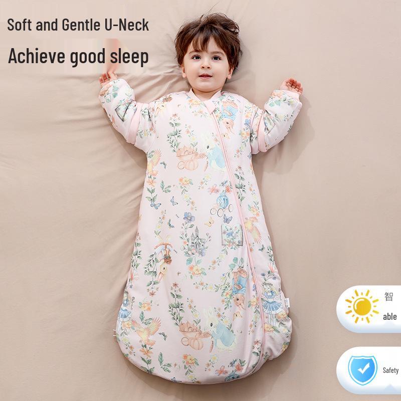 Detachable Washable Toddler Sleeping Bag - Autumn/Winter Down Cotton, Anti-Kick, Anti-Startle, Thickened Quilted Design
