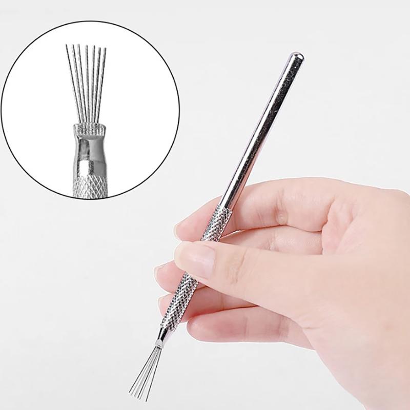 Multifunkční 7kolíková pero Nail Art Linky Malování Ohybná Rukojeť z Nerezové Oceli Nehty UV Gel Štětce Štětce Malířské Nástroje