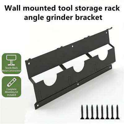3-Slot Angle Grinder and Polisher Holder Wall-Mounted Metal Tool Rack Multi-Tool Organizer Wall-Mounted Storage Shelf for Garage