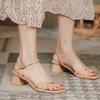 Coarse Heel High Heels with Sandals Women's New Summer Beautiful Medium Heel Temperament Shoes