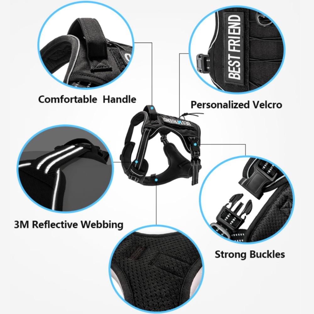 Verstellbares taktisches Hundegeschirr Haustier Arbeitsausbildung Militärdienstweste Reflektierendes Hundegeschirr-Set für kleine, mittelgroße und große Hunde