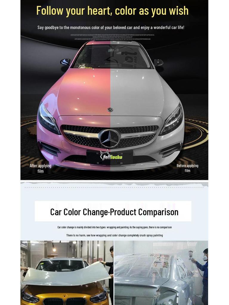 Laser Color Change Film: 7-Color Pearlescent Wrap for Full Car In White, Gray, or Black