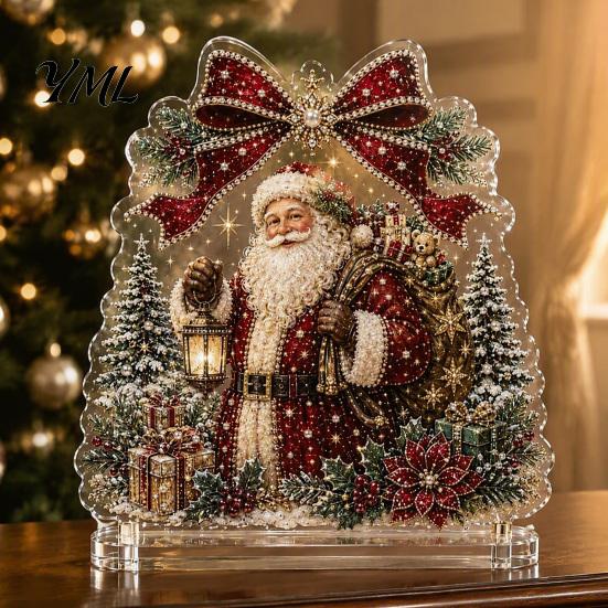 Seasonal Home Table Decorations Christmas Faux Diamond Painting Tabletop Ornaments, Beginner-Friendly DIY Acrylic Rhinestone Art Xmas Party