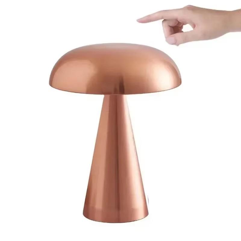 Newest USB Charging Three-color Light Metal Mushroom Table Lamps Clear Desktop Atmosphere Light Interior Decoration Retro HOT