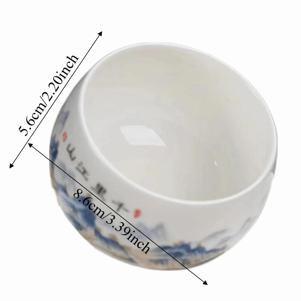 Tradition Landscape Painting Ceramic Teacup 180ml Exquisite Tea Cup Vintage White Porcelain Master Cup Zen Meditation