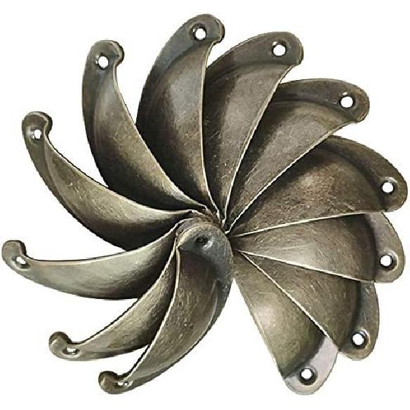 12 pcs Shell Cup Handles -Iron Shell Cup Semicircle Handle Pull,Shell Pull Handles for Kitchen Cupboard Door,Dresser Drawer
