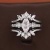 Xiaomi Huitan Dazzling 3Pcs Set Marquise-shaped Cubic Zirconia Female Rings Wedding Band Jewelry Detachable Wear Women Accessories