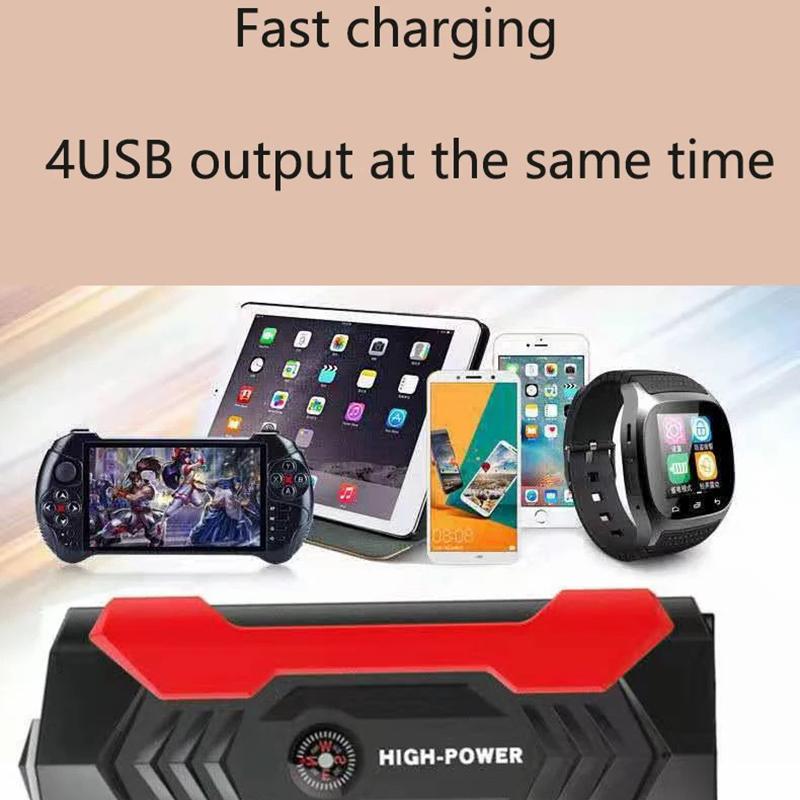 

J12 LED Display Car Jump Starter 12V Car Emergency Starter 10000mAh Mobile Phone Power Bank,Standard Version (EU Plug) Red