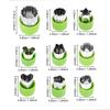Fruit Pastry Stamps Biscuit Mold Mini Size Cutters Stainless Steel Kids Food Cutters Vegetables Cutter Mold Flower Shapes 9 Pcs
